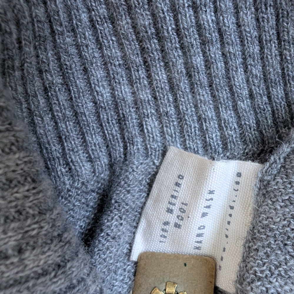 Dinadi Merino Wool Women M Turtleneck Mock Neck Grey Ethical Sustainable Capsule - Picture 5 of 5